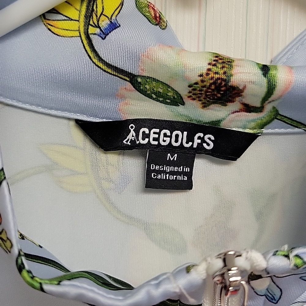 Acegolfs 1/4 Zip Botanical Print Long Sleeve Shirt. Med Golf Tennis Pickleball - Picture 7 of 8